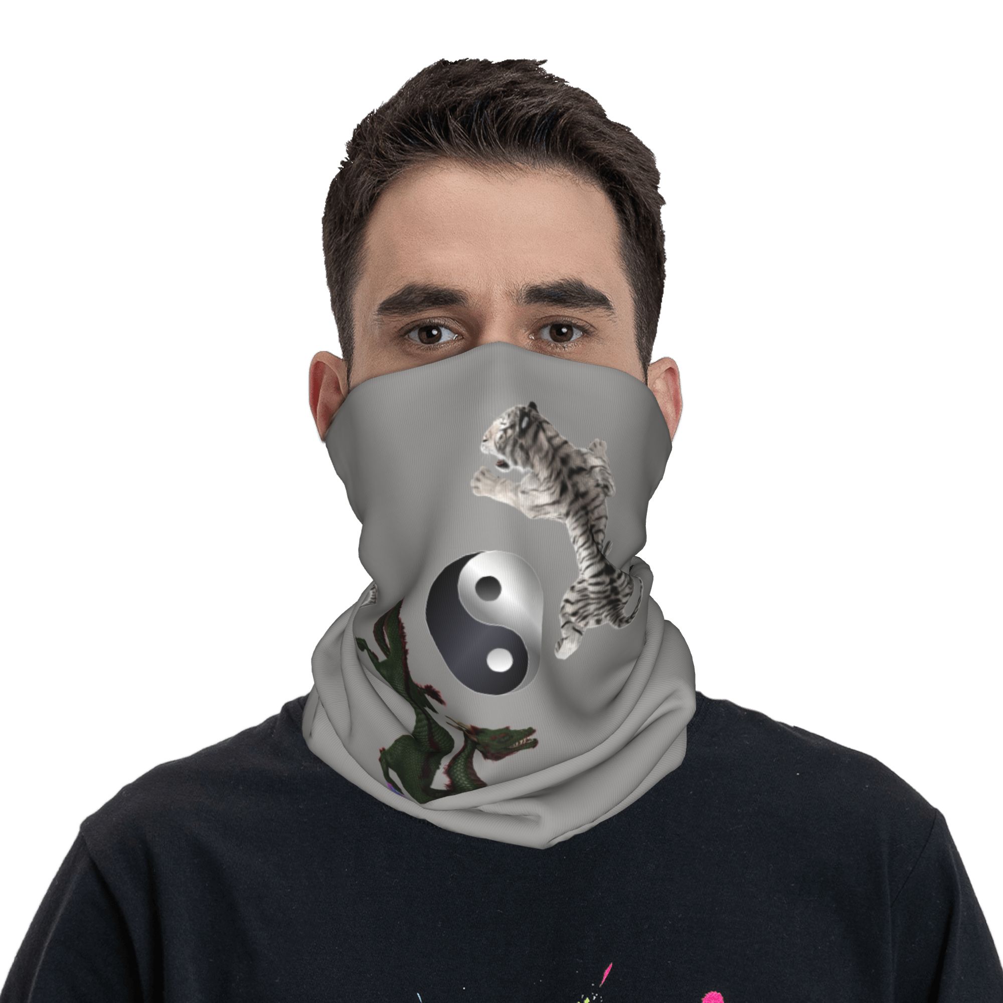 Custom Yin Yang Dragon and Tig - Neck Gaiter Face Cover 评论和价格